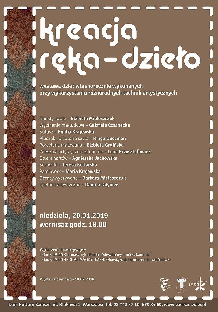 Wystawa Kreacja Ręka Dzieło Wernisaż 20 Stycznia Niedziela Godz